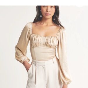 Abercrombie & Fitch Satin Cream Blouse